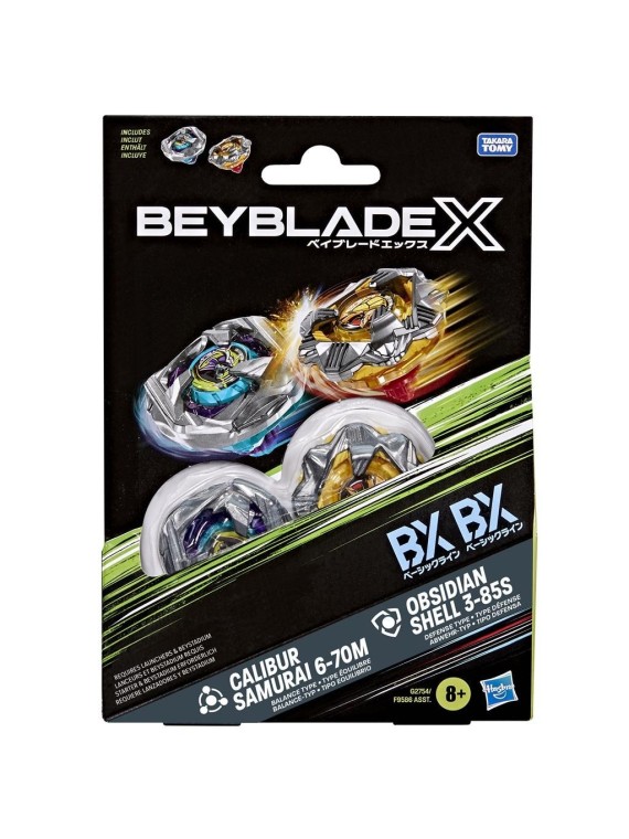 Beyblade X: Calibur Samurai 6-70M BX & Obsidian Shell 3-85S BX Dual Pack Set