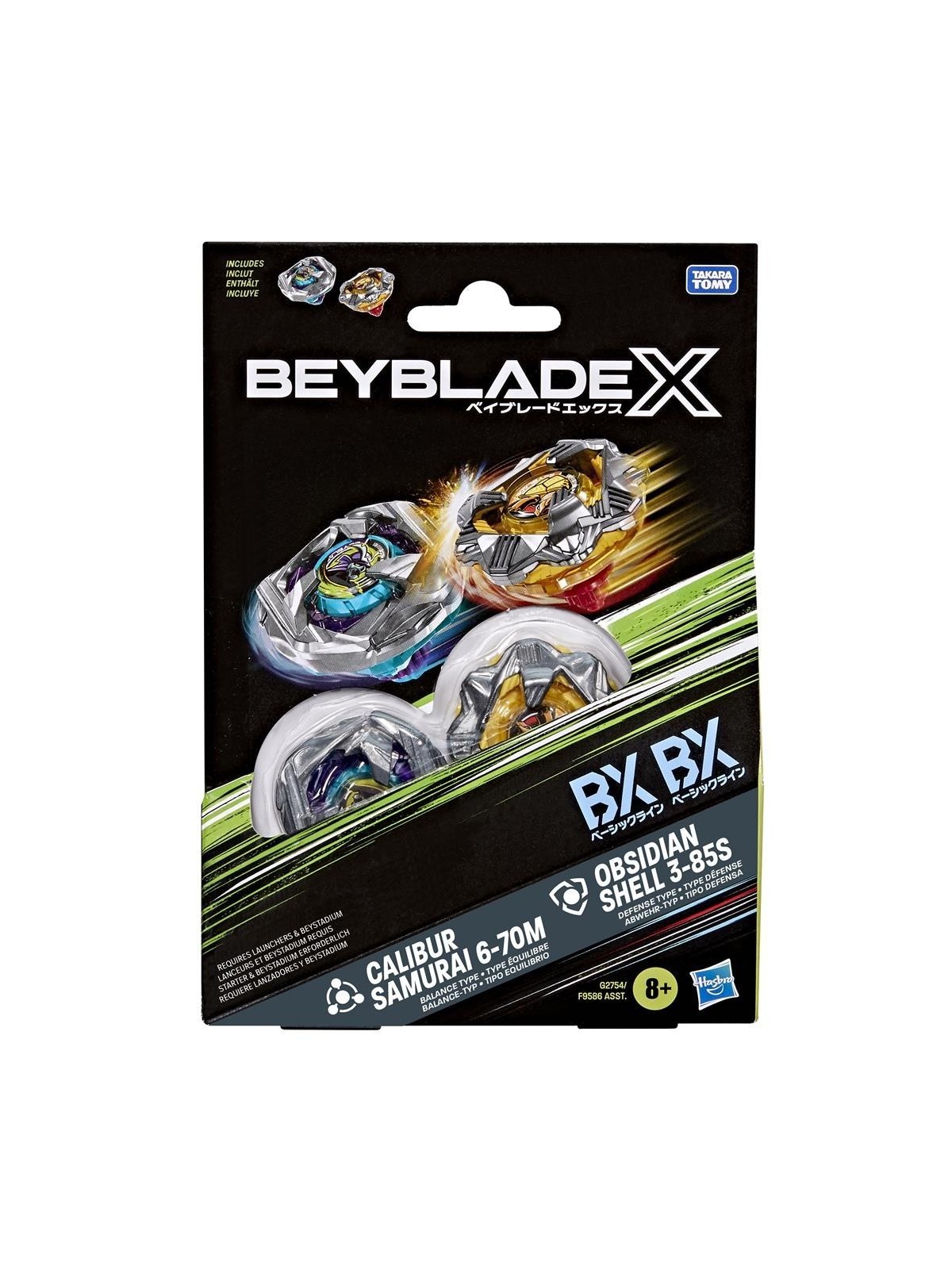 Beyblade X: Calibur Samurai 6-70M BX & Obsidian Shell 3-85S BX Dual Pack Set
