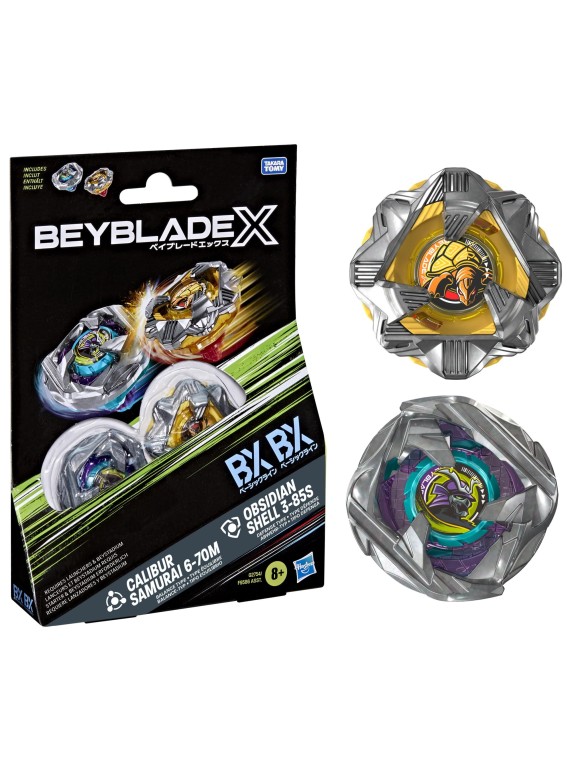 Beyblade X: Calibur Samurai 6-70M BX & Obsidian Shell 3-85S BX Dual Pack Set