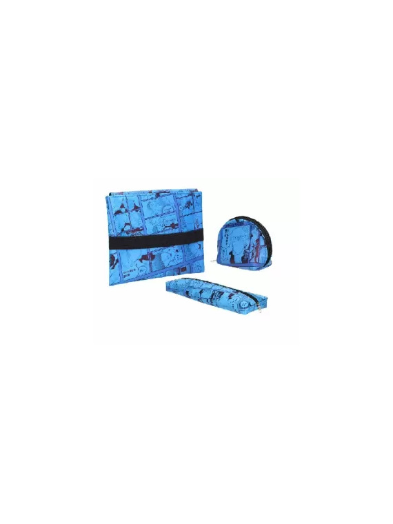 Set Portamanga + Estuche + Portamonedas Azul Megumi y Tsugumi